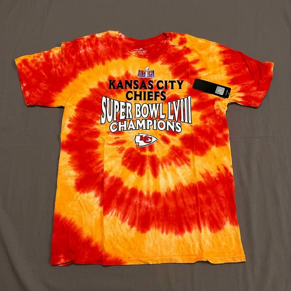 Majestic Threads Kansas City Chiefs Super Bowl LVIII Champions Tie Dye Shirt L